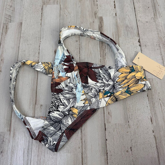 Ris-K Dippin Daisys Tide Bikini Top Only Multicolor Floral Criss Cross Lotus XS - Picture 1 of 7